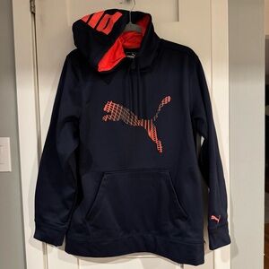 Puma Men's Blue/Orange Warm Fleece-lined Hoodie w/ Logos!